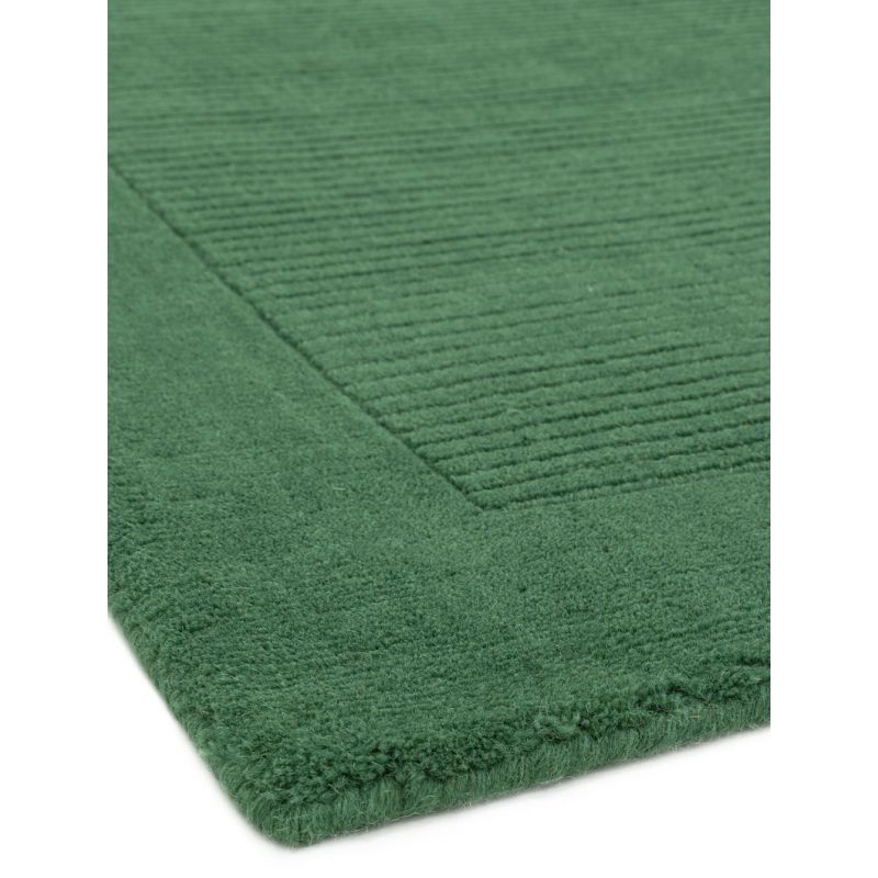 Tapis de salon classique Uni Vert Sapin en Laine York