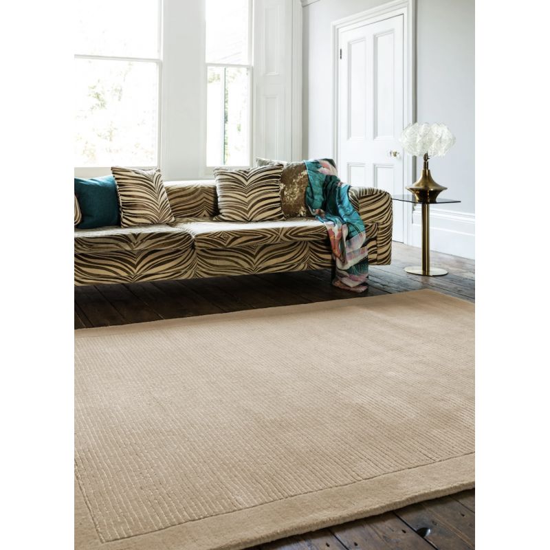 Tapis de salon Contemporain Uni Beige York en Laine