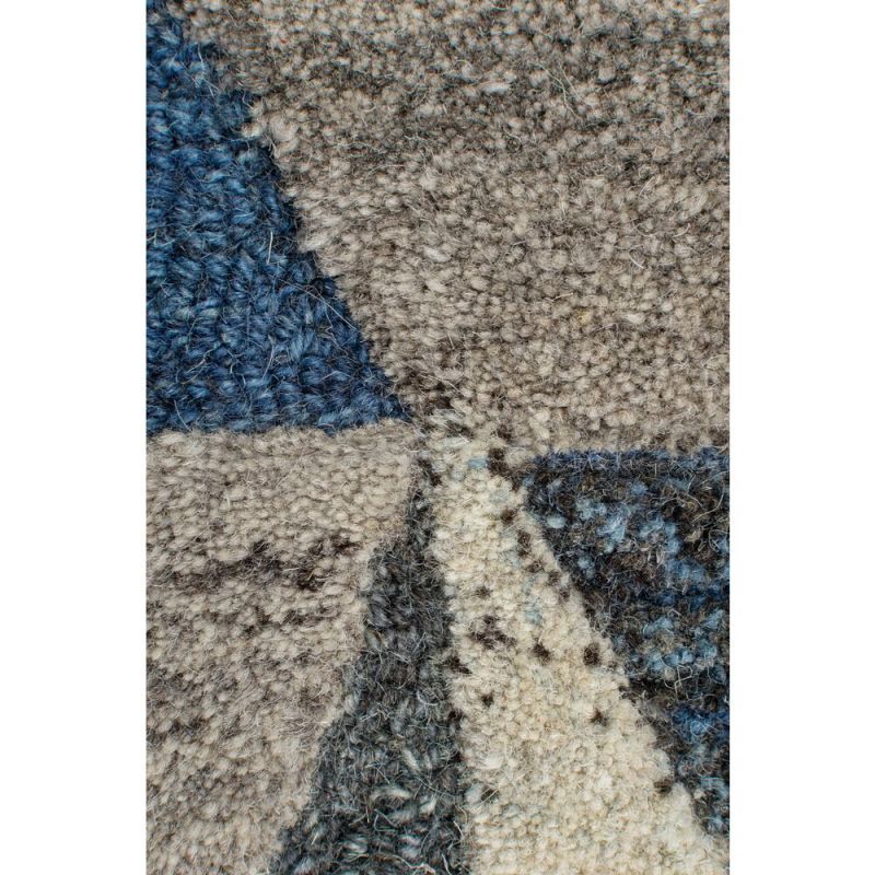 Tapis pure laine motifs géométriques Asher bleu