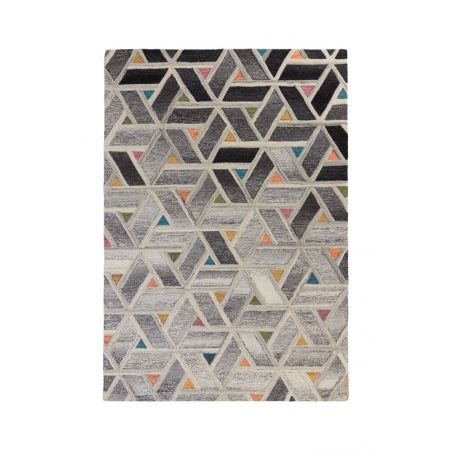 Tapis Pure laine Géométrique Moda Multi Gris River