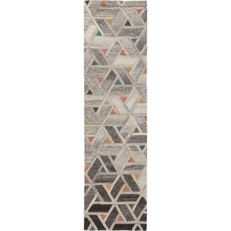 Tapis Couloir Pure laine Géométrique Moda Multi Gris River