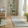 Tapis de couloir en laine Lino Gris effet 3D relief feuilles