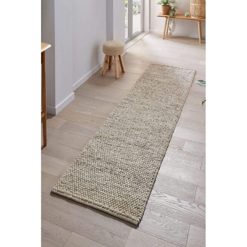 Tapis de couloir Minerals en laine effet bulles Beige Gris Clair