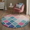 Tapis coloré Rond en pure Laine rose bleu Rosella
