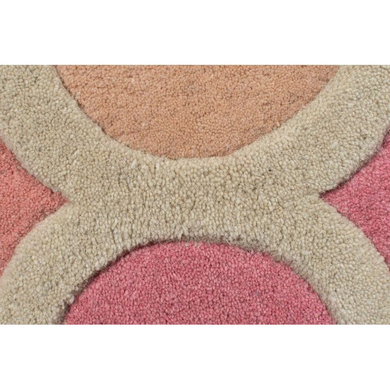 Tapis coloré Rond en pure Laine rose bleu Rosella
