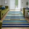 Tapis de salon géométrique pure laine Piano vert multicolore