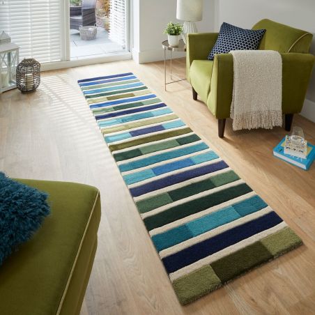 Tapis de salon géométrique pure laine Piano vert multicolore Tapis de salon géométrique pure laine Piano vert multicolore