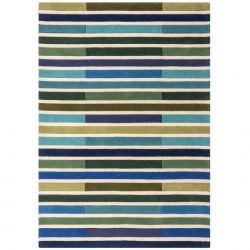 Tapis de salon géométrique pure laine Piano vert multicolore