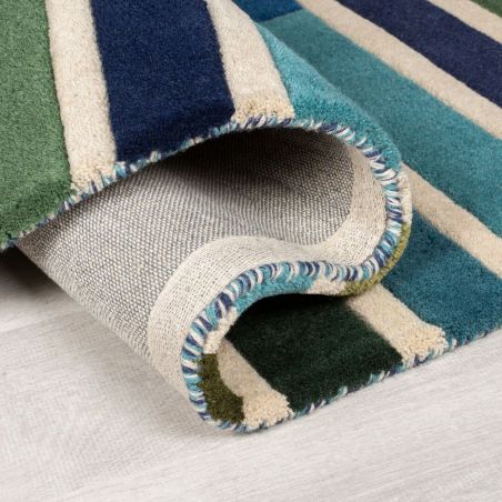 Tapis de salon géométrique pure laine Piano vert multicolore Tapis de salon géométrique pure laine Piano vert multicolore