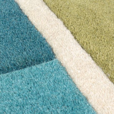 Tapis de salon géométrique pure laine Piano vert multicolore Tapis de salon géométrique pure laine Piano vert multicolore
