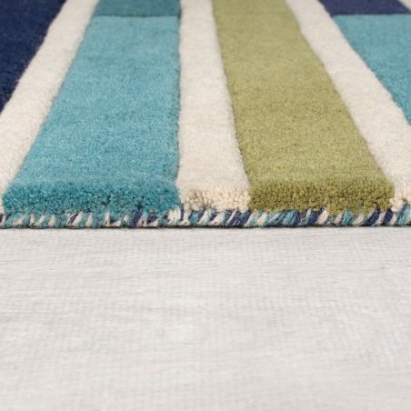 Tapis de salon géométrique pure laine Piano vert multicolore Tapis de salon géométrique pure laine Piano vert multicolore
