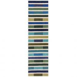 Tapis de salon géométrique pure laine Piano vert multicolore