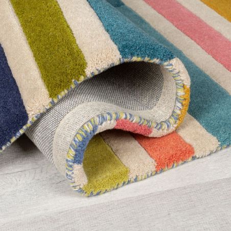 Tapis de salon géométrique pure laine Piano rose multicolore Tapis de salon géométrique pure laine Piano rose multicolore