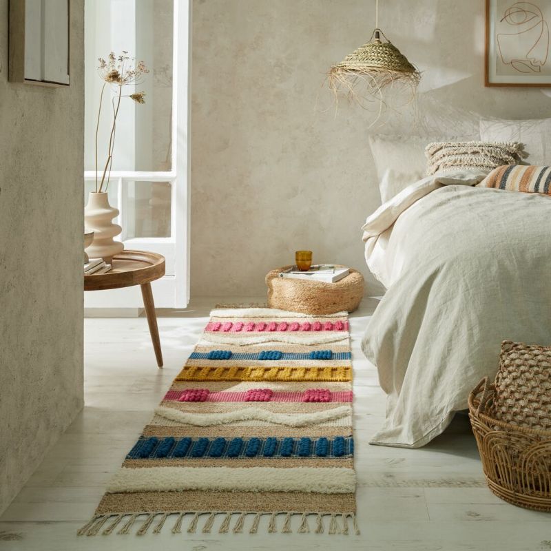 Tapis en jute à reliefs crème Medina Multicolore