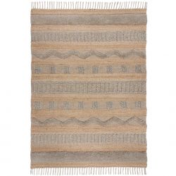 Tapis en jute à reliefs gris et beige Medina