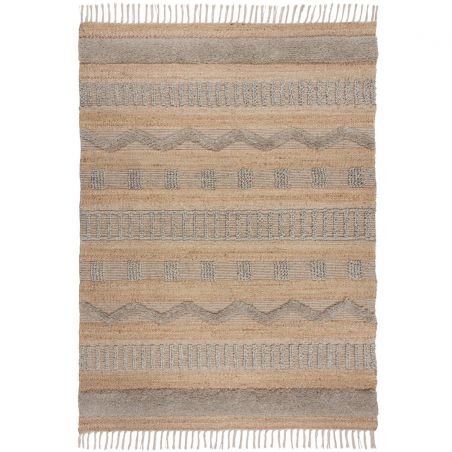 Tapis en jute à reliefs gris et beige Medina