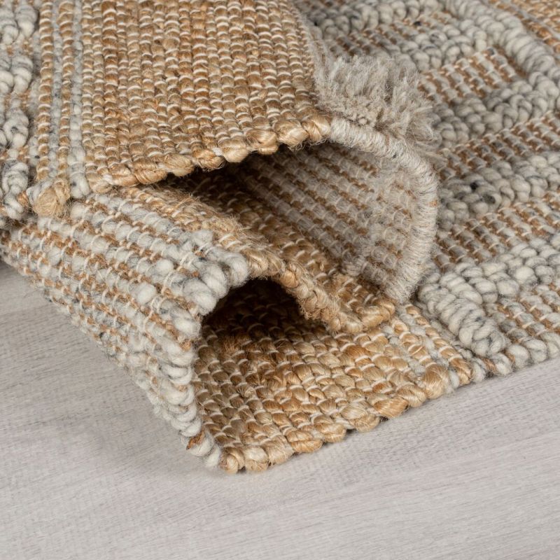 Tapis en jute à reliefs gris et beige Medina