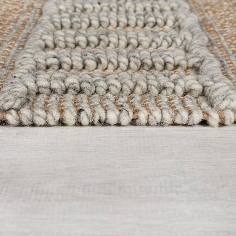 Tapis en jute à reliefs gris et beige Medina