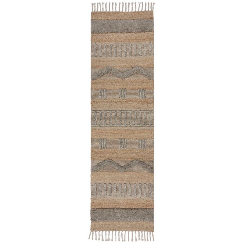 Tapis en jute à reliefs gris et beige Medina