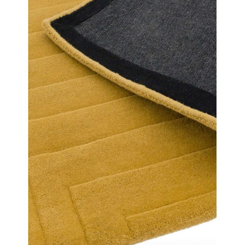Tapis design original Motif 3D Pure laine nouvelle Zélande Léna jaune moutarde ocre