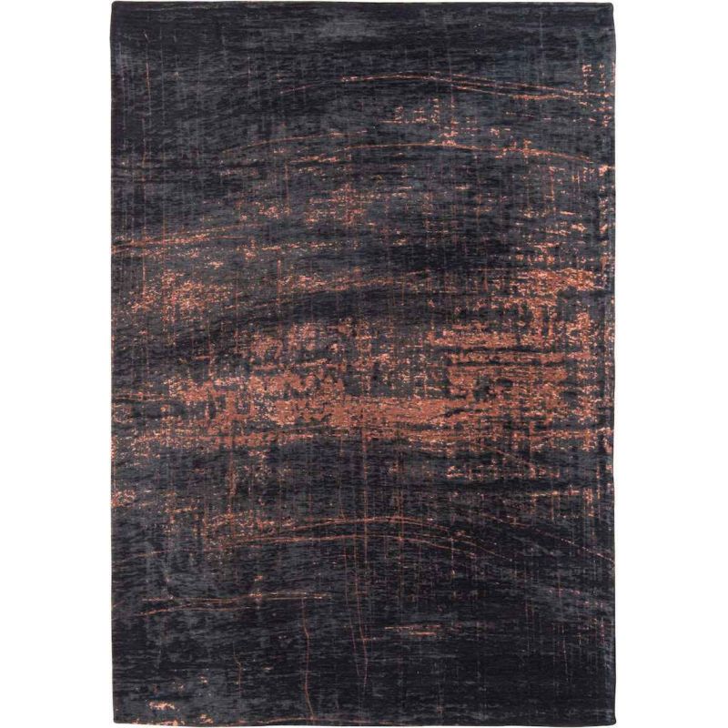 Tapis de Salon Design rectangulaire haut de gamme Mad Men Griff noir et cuivre - Louis de Poortere