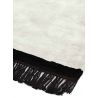 Tapis de salon original en viscose tissé main crème avec franges noires Mekong