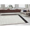 Tapis de salon original en viscose tissé main crème avec franges noires Mekong
