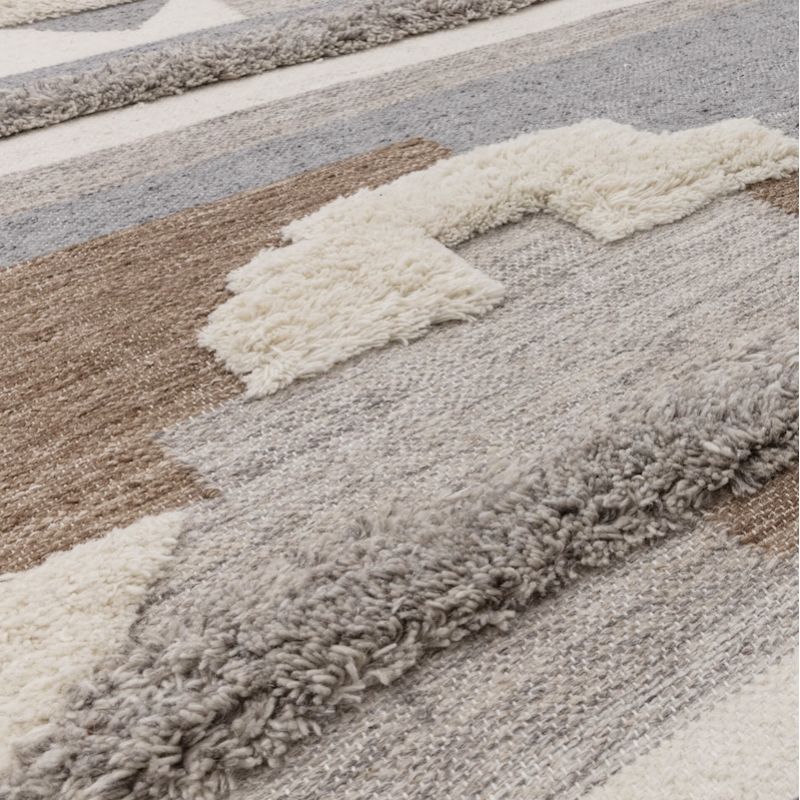 Tapis original kilim tissé main laine et coton Tanger Ivoire Beige marron