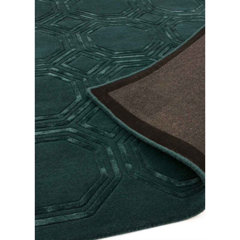 Tapis de salon moderne tufté main laine et viscose haut de gamme Oural vert profond