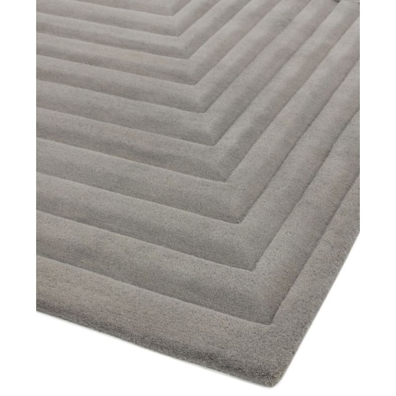 Tapis design original Motif 3D Pure laine nouvelle Zélande moderne Léna argent