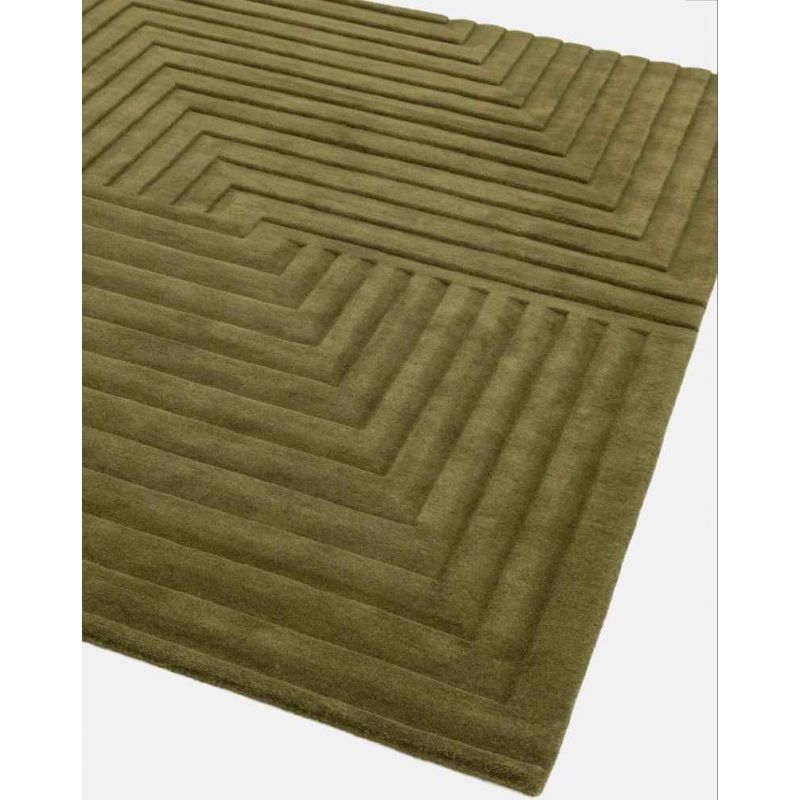 Tapis design original Motif 3D Pure laine nouvelle Zélande Léna vert