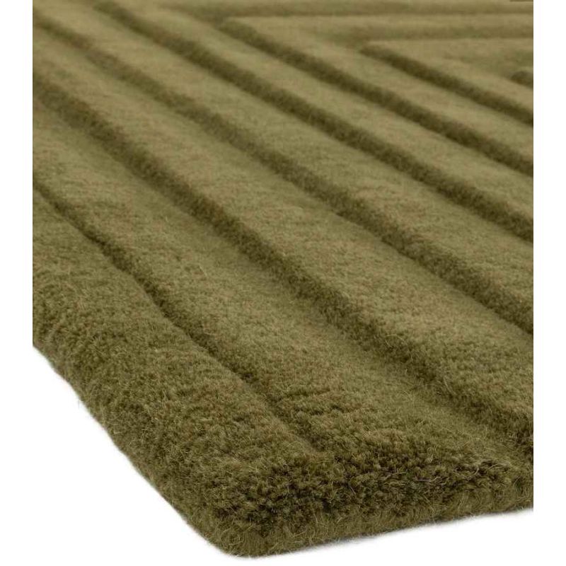 Tapis design original Motif 3D Pure laine nouvelle Zélande Léna vert