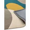 Tapis de Salon original contemporain pure laine Medley Bleu canard, taupe et jaune moutarde