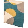Tapis de Salon original contemporain pure laine Medley Bleu canard, taupe et jaune moutarde