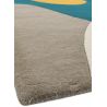 Tapis de Salon original contemporain pure laine Medley Bleu canard, taupe et jaune moutarde