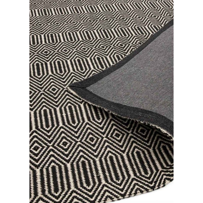 Tapis de qualité tissé main en laine motifs Graphiques Noir et Blanc