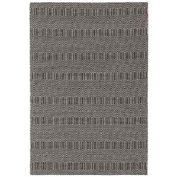 Tapis de qualité tissé main en laine motifs Graphiques Noir et Blanc