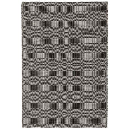 Tapis de qualité tissé main en laine motifs Graphiques Noir et Blanc