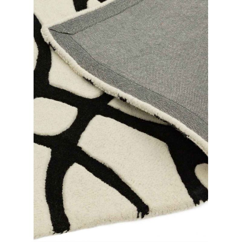 Tapis de salon moderne en laine Baroco noir et blanc