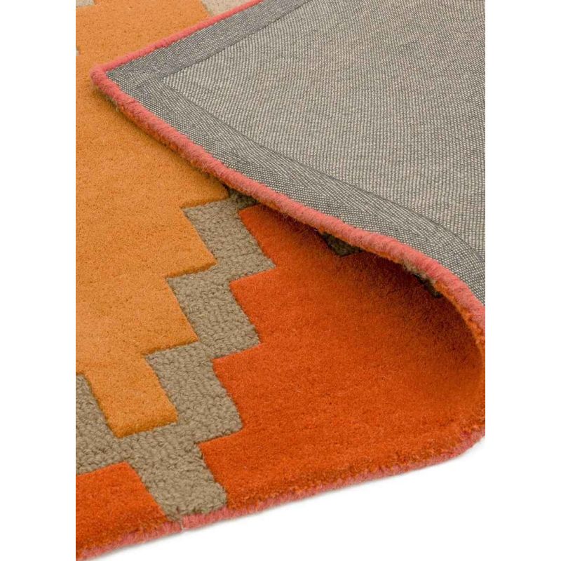 Tapis Ethnique Chic Pure laine tuftée main Tikal Orange, rouge, beige