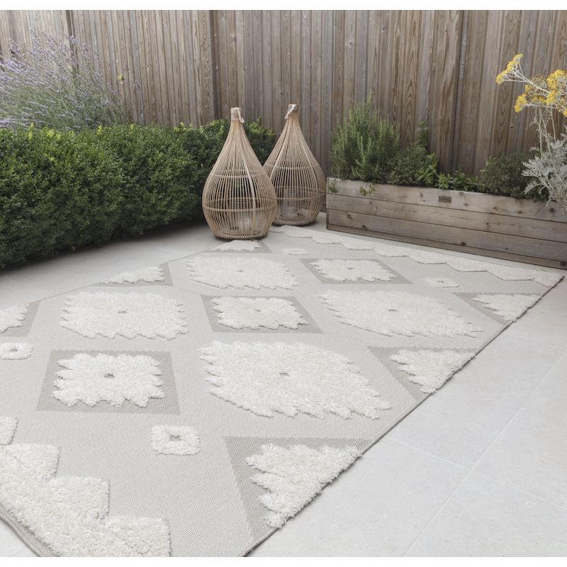 Tapis d'extérieur MONTY naturel et crème TRIBAL