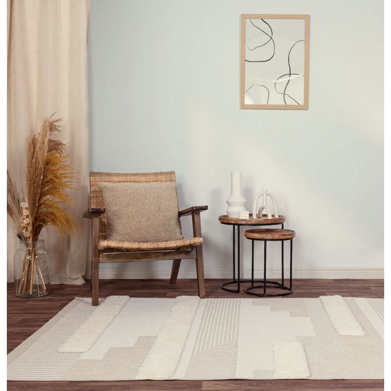 Tapis d'extérieur MONTY naturel et crème GEOMETRIC