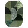 Tapis oval en laine et viscose vert forêt