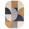 Tapis oval en laine et viscose gris et ocre