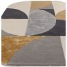 Tapis oval en laine et viscose gris et ocre