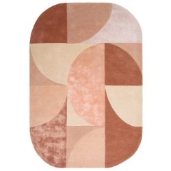 Tapis ovale en laine et viscose rose saumon Ovalia