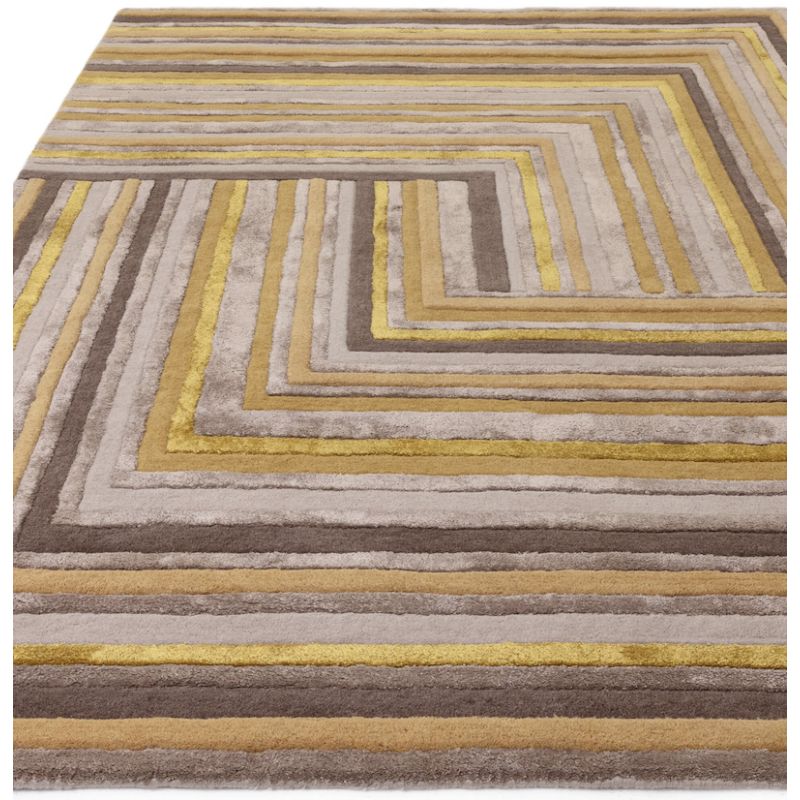 Tapis de salon en laine et viscose Gold Lineus