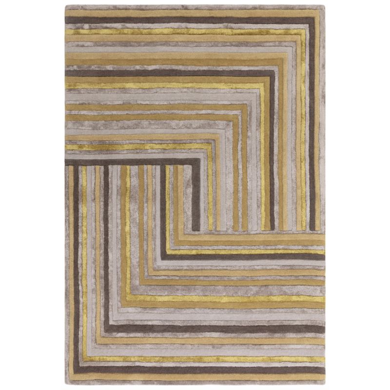 Tapis de salon en laine et viscose Gold Lineus