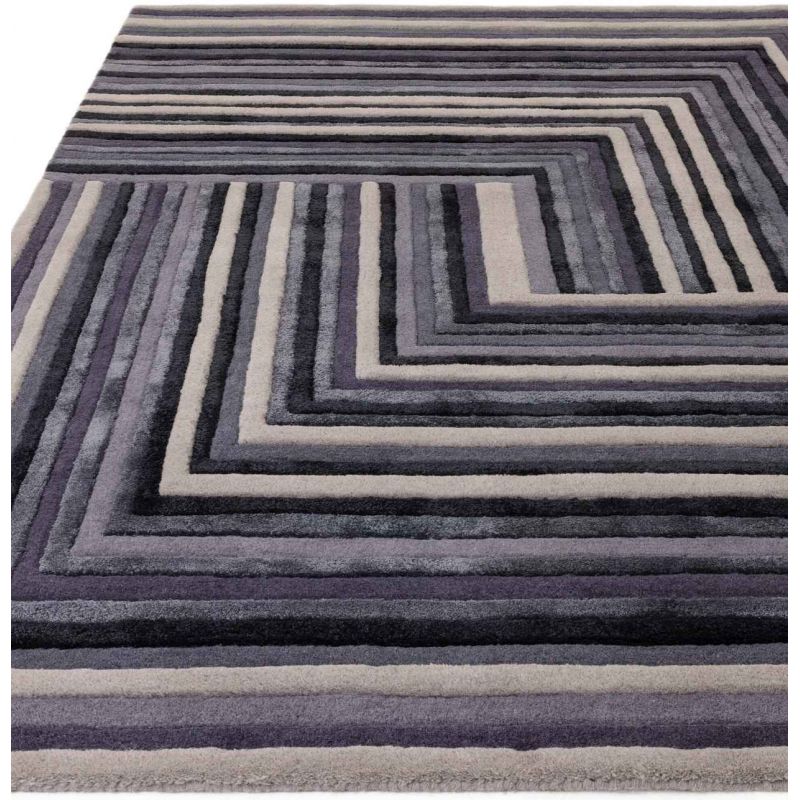 Tapis de salon en laine et viscose indigo Lineus