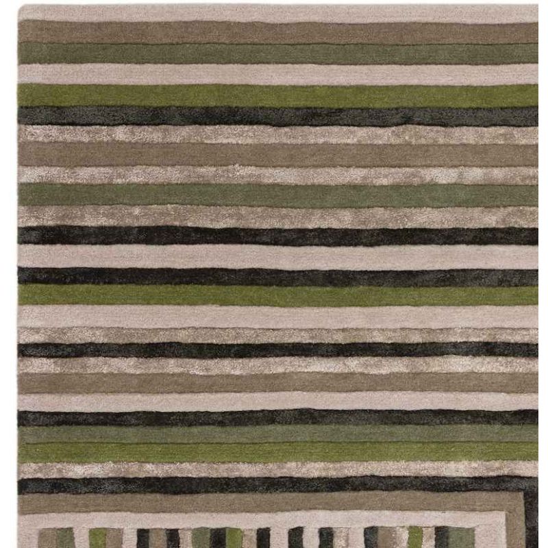 Tapis de salon en laine et viscose vert Lineus
